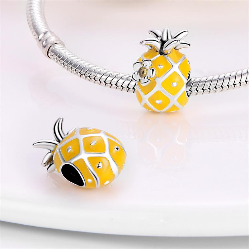 Подвеска из белой меди с серебряным покрытием 925 пробы с изображением фруктов в виде авокадо и вишни, браслет из бусин своими руками, подарок