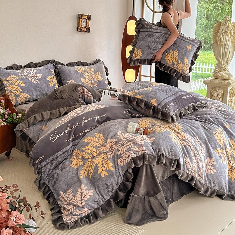 Комплект из четырех предметов из утолщенного молочного флиса на кровать, высококачественная теплая простыня, пододеяльник, пододеяльник из кораллового флиса