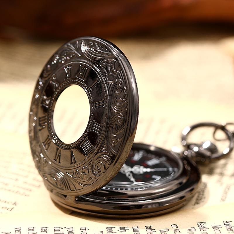 2 шт./набор, римские цифры кварцевые карманные часы для мужчин и женщин полые винтажные часы с цепочкой и 1 шт. мужские винтажные классические крестовые подвески на ожерелье, идеальный подарок