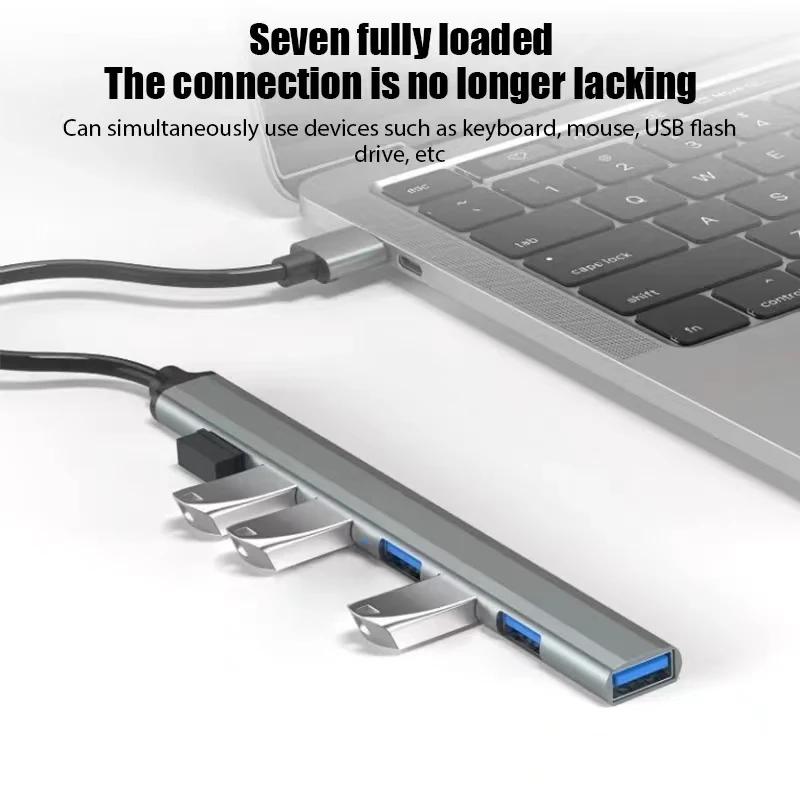 7 портов USB 3.0 Type C HUB Expander Splitter High Speed OTG адаптер док-станция для ноутбука ПК жесткий диск мышь клавиатура