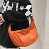 Zippered Nylon Shoulder Bag for Women  Interior Compartment  Solid  Soft  Youth  High Quality