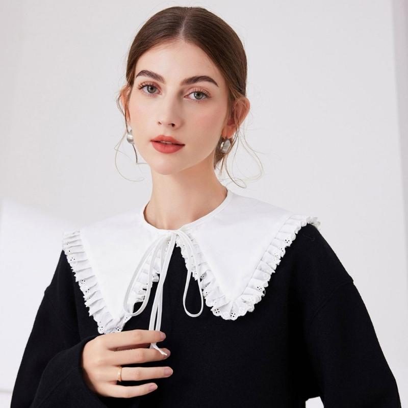 Пайетки Стеганая накидка Ложный воротник Китайская оборчатая кружевная шаль-накидка Шарф Декоративный аксессуар для женской одежды