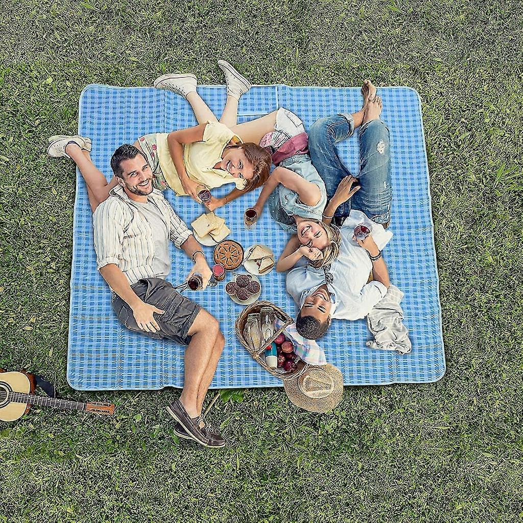Picnic Blanket 200 X 200cm Outdoor Beach Blanket Foldable Waterproof Backing Picnic Blankets With Carrying Handle For Family, Beach, Lawn, Hiking, Cam