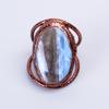 Oval Owyhee Blue Opal Stone Birthday Electroformed Eternity Ring Jewelry Copper V-57