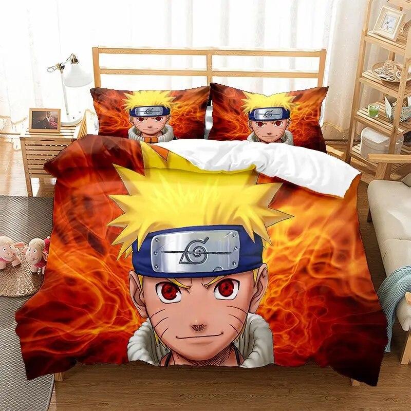 Naruto Series Three-piece Duvet Cover Digital Printing Brushed Two-piece Set Children's Cartoon Anime Quilt Cover