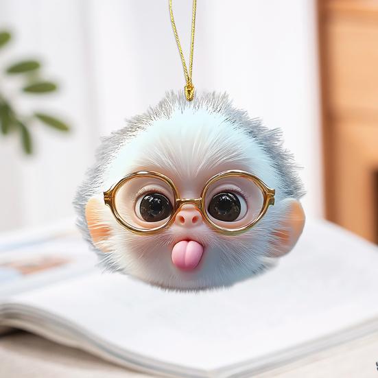 Monkey Car Hanging Pendants Acrylic 2D Car Charms for Backpack Keychain Cute Rearview Mirror Decoration Christmas Gift for Friends
