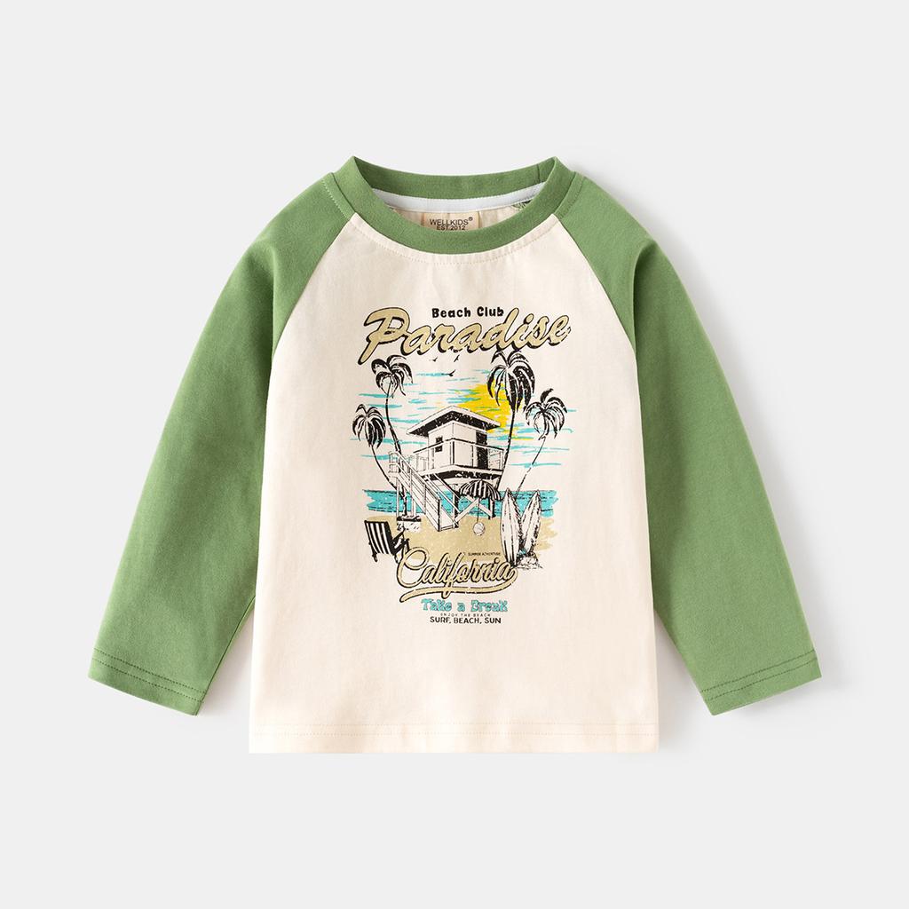 Boys Raglan Sleeve Cotton T Shirt Long Sleeve Casual Spring Autumn Base Layer Top Fashion Clothing for Toddler and Kids