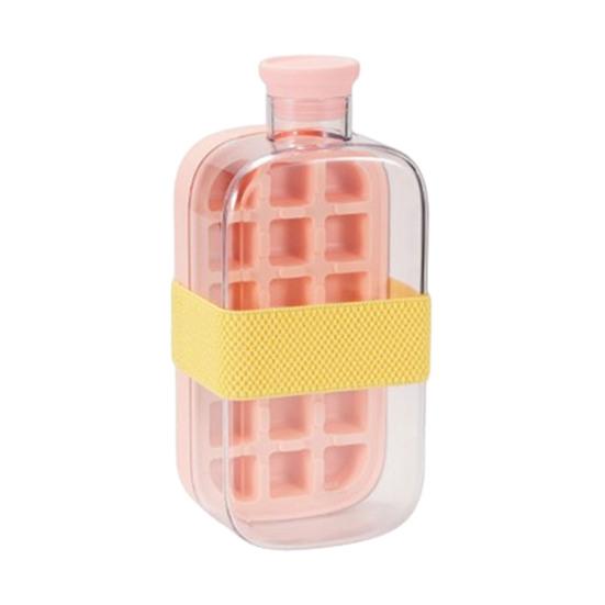 Curling Ice Cube Mold with One-Touch Release Flexible Ice Tray Portable Leak-Proof Water Bottle for Gym Travel Outdoor
