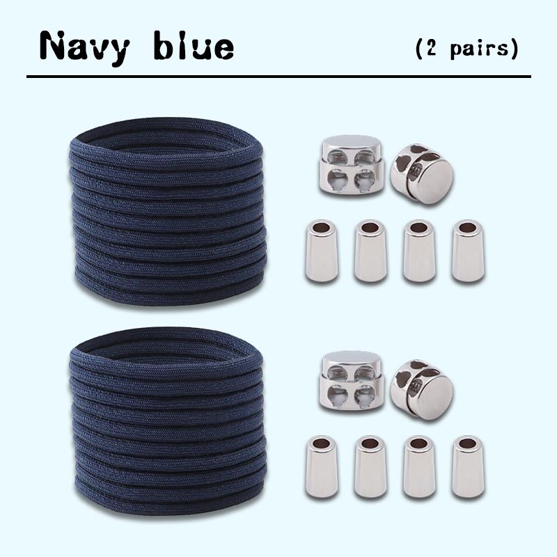2Set Elastic Laces Sneakers Spring Lock Shoe Laces Without Ties Metal Buckle Laces Round No Tie Shoelaces Shoes Accessories
