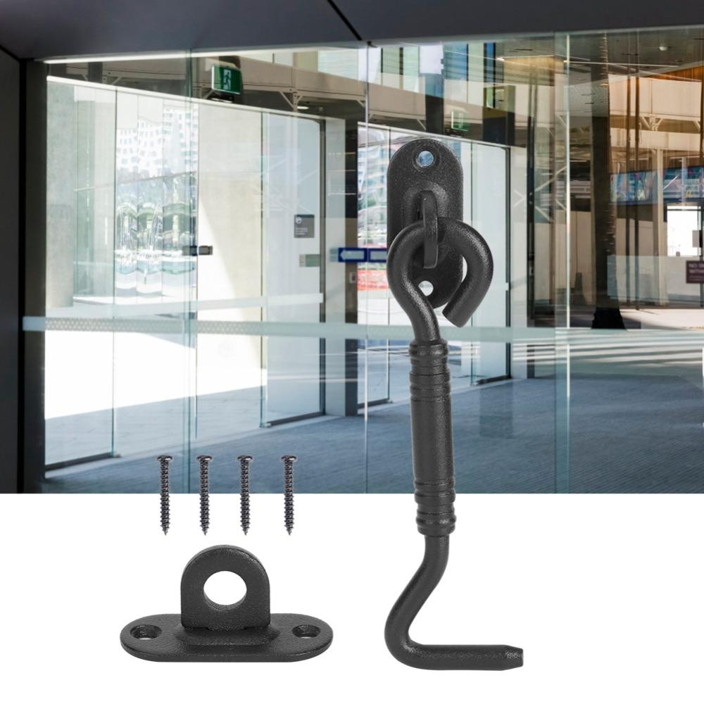 Stainless Steel Barn Door Lock Black Hook Eye Latch Accessory Sliding Door Latch Cabinet Doors