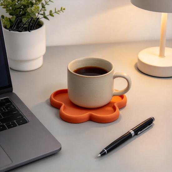 Waterproof Table Protection Mats 3D Printed Flower Shaped Coaster for Hot Cups Heat Insulated Mat Insulation Drink Pads Coffee and Tea Cute Desktop