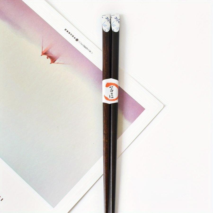 1 Pairs Japanese Flower Pattern Pointed Chopsticks Smooth Wax-free Wood Polka Dot Chopsticks Chinese Family Restaurant Banquet Use Serving Chopsticks