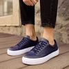Мужская обувь Повседневная обувь Темно-синие кроссовки Искусственная кожа 2023 Осенний сезон Повседневная обувь Вулканизированный материал Высокая - белая подошва CH015
