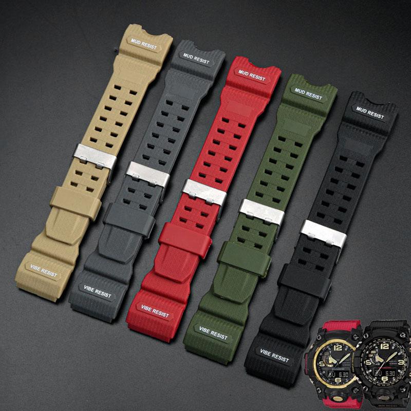 Смоляной силиконовый ремешок для часов для Casio Big Mud King GWG-1000GB Черный Золотой G-SHOCK Серии GWG-1000 Резиновый ремешок с инструментами Браслет