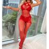 Women Thigh High Mesh Female Jumpsuit See Through Stockings Sexy Lingerie Suit Fishnet Transparent Elastic Sheer Lace Bodysuit