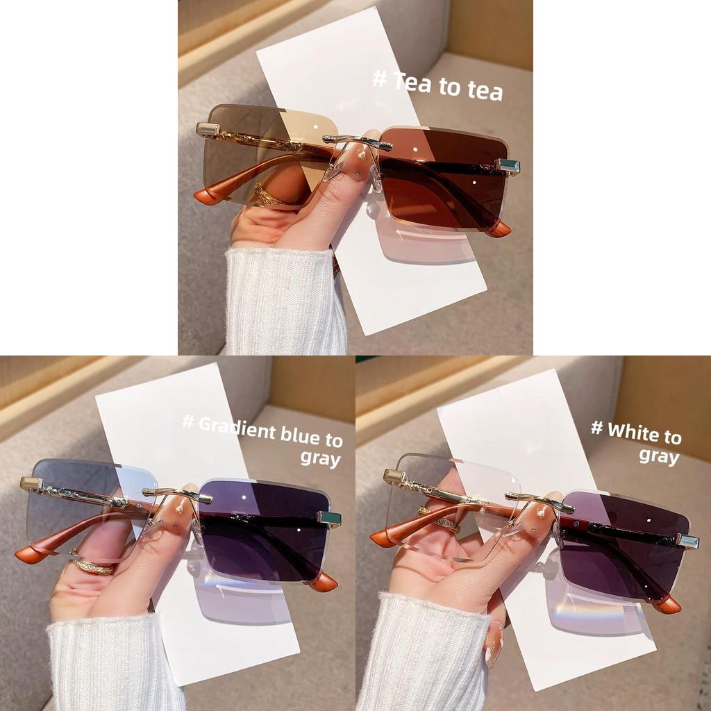 Модные безрамные солнцезащитные очки с градиентным серым цветом и защитой UV400 для езды на велосипеде и вечеринок