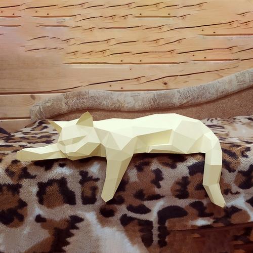 Современный Ручной Оригами DIY Трехмерное Животное Настольное Украшение Геометрическая Складка Кот Поделки Домашний Декор Аксессуары
