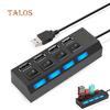 4 Ports USB 2.0 Hub On/Off High Speed Switches Splitter Cable for PC Laptop Computer Gadgets