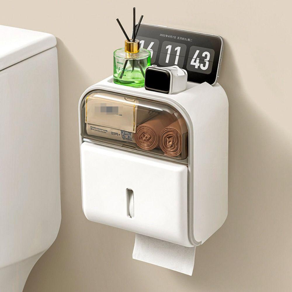 Multipurpose Wall-Mounted Tissue Box No-Drill Tissue Storage Rack Tissue Container  Kitchen