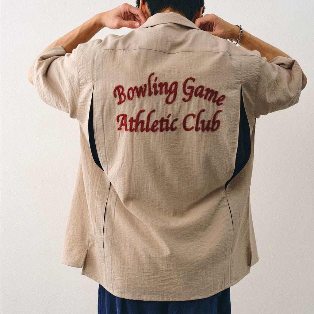 Боулинг Рубашка с коротким рукавом Мужская Свободная Летняя Рубашка с кубинским воротником Ретро Вышитая