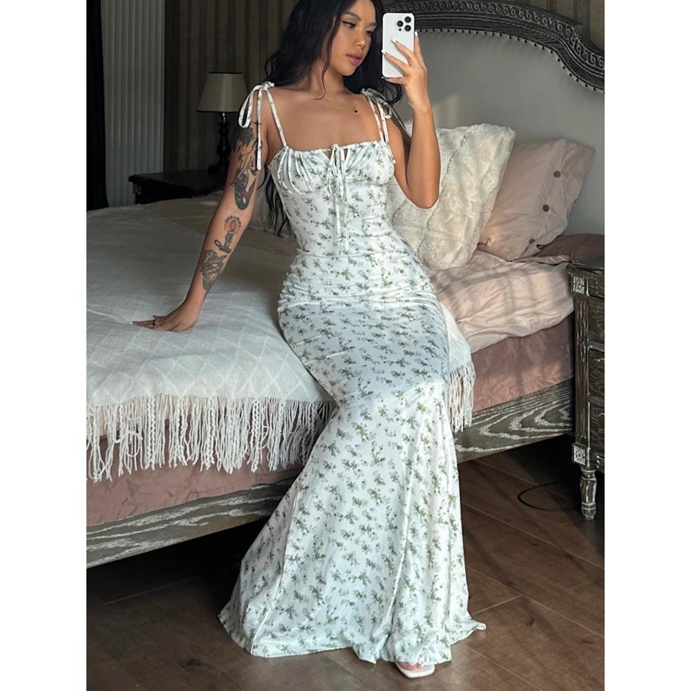 Женская элегантная пляжная одежда с цветочным принтом для отдыха, облегающая уличная одежда, длинное платье, летняя одежда