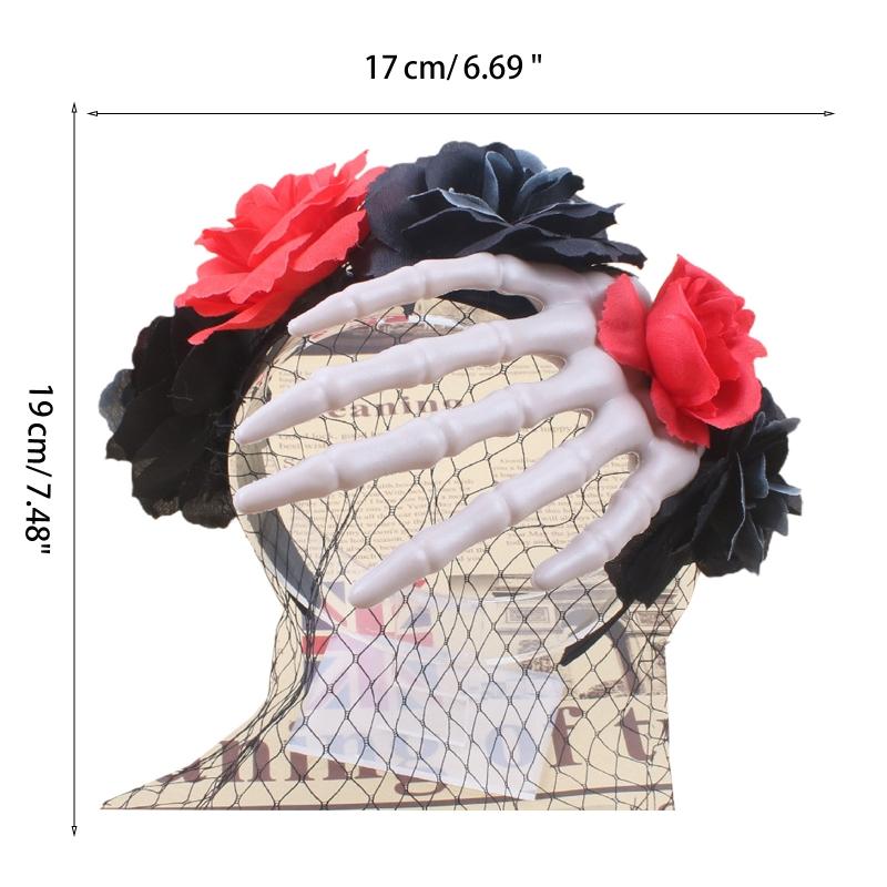 Взрослые Дети Гот Скелет Роза Форма Повязка на Голову Сочетание Цветов Обруч для Волос Прямой Эфир Рождественская Вечеринка Головной Убор