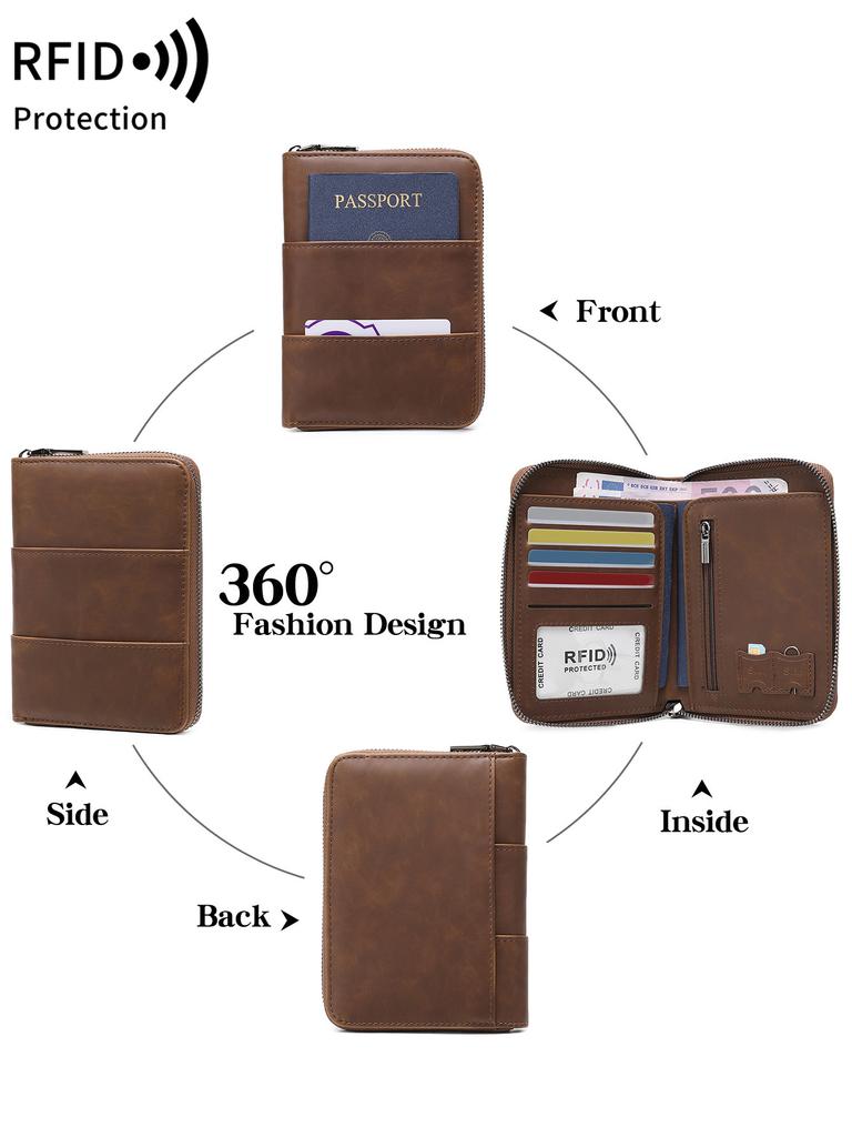 Сумка для паспорта RFID Retro для мужчин и женщин, модная многофункциональная обложка для паспорта, семейный набор, ПУ-паспортница, дорожные аксессуары