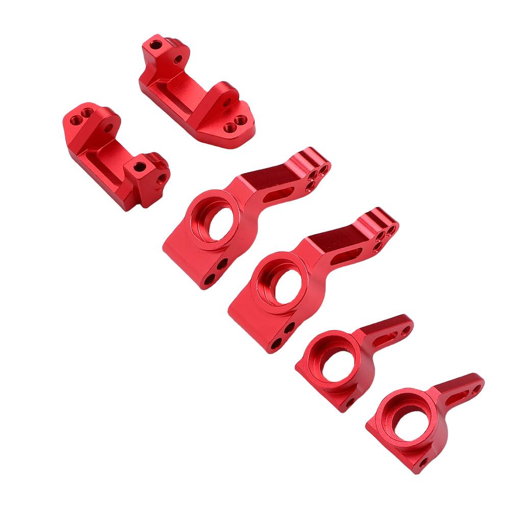 RC Car Front Steering Blocks Caster Blocks and Rear Stub Axle Carriers Kit Replacement for Traxxas Slash 2WD RC Car Red