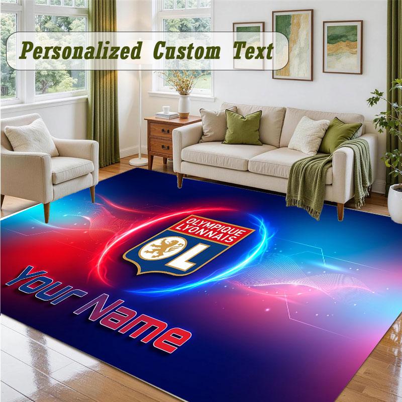 Crystal Velvet Square Rug Custom NameLyon FC Pattern Non Slip Home Floor Decor Rug