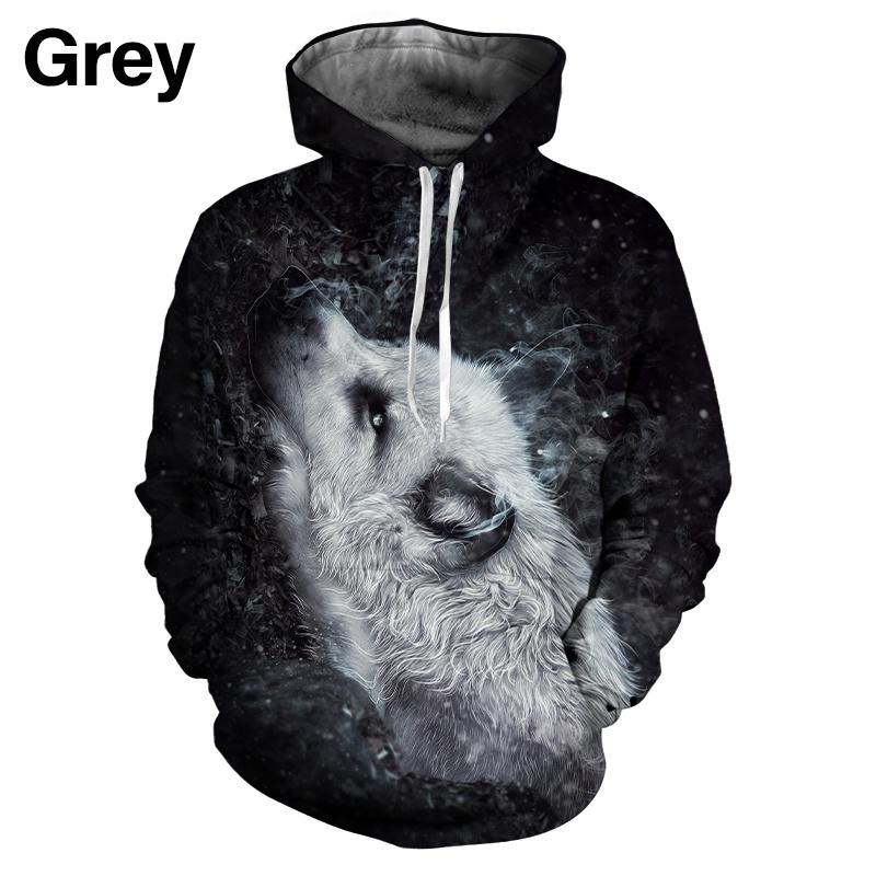 Fashion Casual Hip Hop Streetwear Sweatshirts Men Women 3D Print Wolf Couples Hoodies
