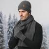 Men's Winter Hat Scarf Gloves Set 3 Pcs Warm Skull Cap Long Scarf Fleece Lined Gloves Set for Cold Weather