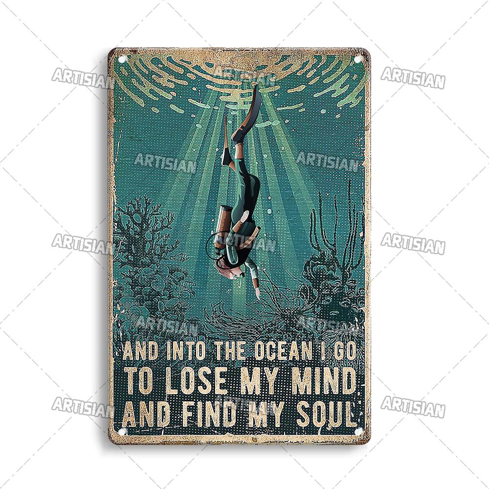 Художественный Плавание Металлический Знак Дайвинг Жестяной Плакат Спорт Океан Декоративная Тарелка Настенный Декор Гараж Бар Паб Клуб Отель Кафе Кухня