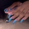 L5 Pink Blue Ombre French Curve Fake Nails 20 Pieces Elegant Design Comfort Fit Durable ABS Material Perfect for Party Wedding Festival