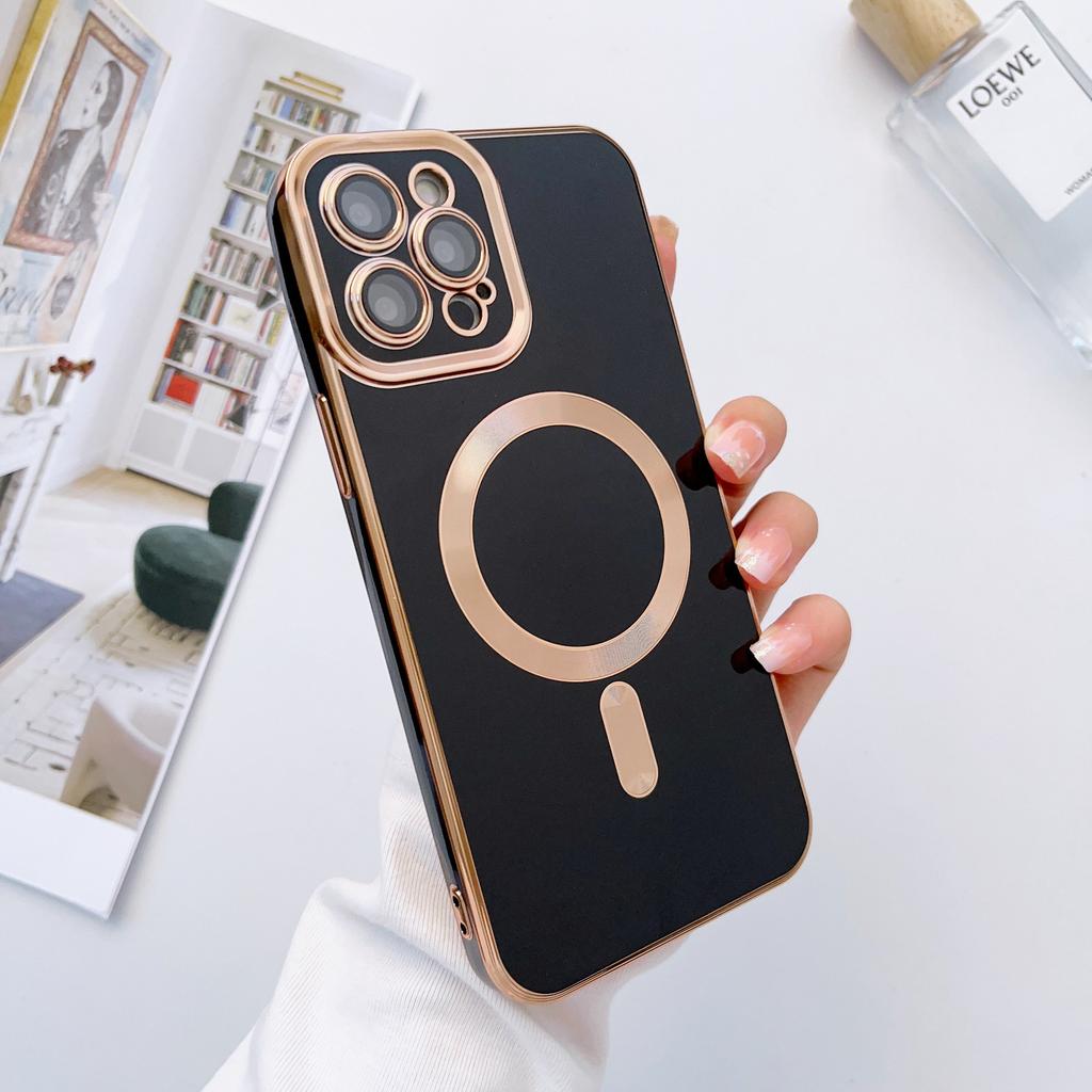 Подходит для чехлов для телефонов iPhone16, Apple 15Pro, гальванизированный полноцветный магнитный защитный чехол 14, защита от падения