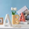 Ceramic Letter Vase Tabletop Ornamental Flower Holder Minimalist Style Solid Color Vase for Home Decor Living Room Dining Room