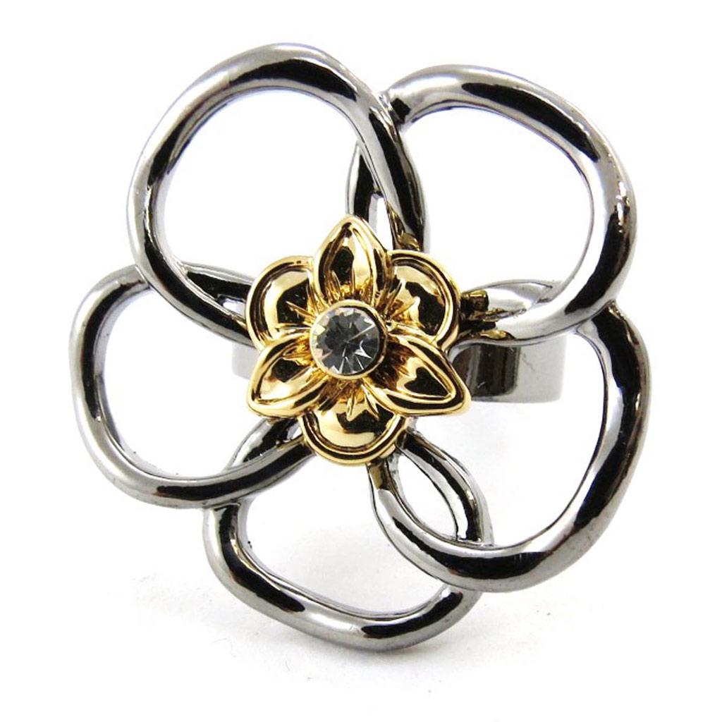 Les Trésors De Lily [J2757] - Дизайнерское кольцо «Флора» серое золото