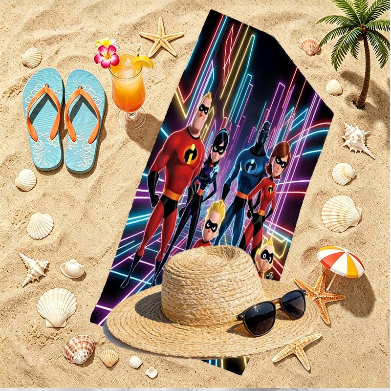 Incredibles Print Beach Towel, Versatile Lightweight Absorbent Beach Towel for Pool Surf Yoga Bathroom, Perfect Birthday Holiday Gift
