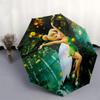 Tinkerbell Themed Automatic Opening and Closing Umbrella, Brightly Colored 8-rib Portable Umbrella, Suitable for Men and Women, A Perfect Gift for Chr