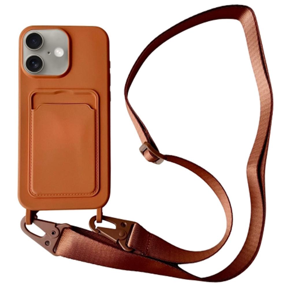 Чехол для iPhone 16 Жидкий силикон Слот для карт Мягкая накладка для телефона со шнурком