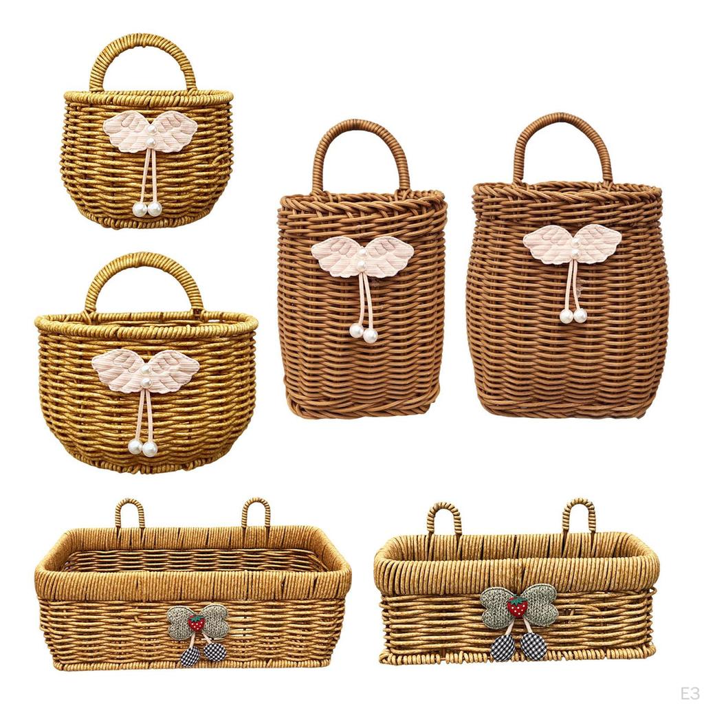 Подвесная корзина для хранения Имитация ротанга Портативное украшение Практичный контейнер