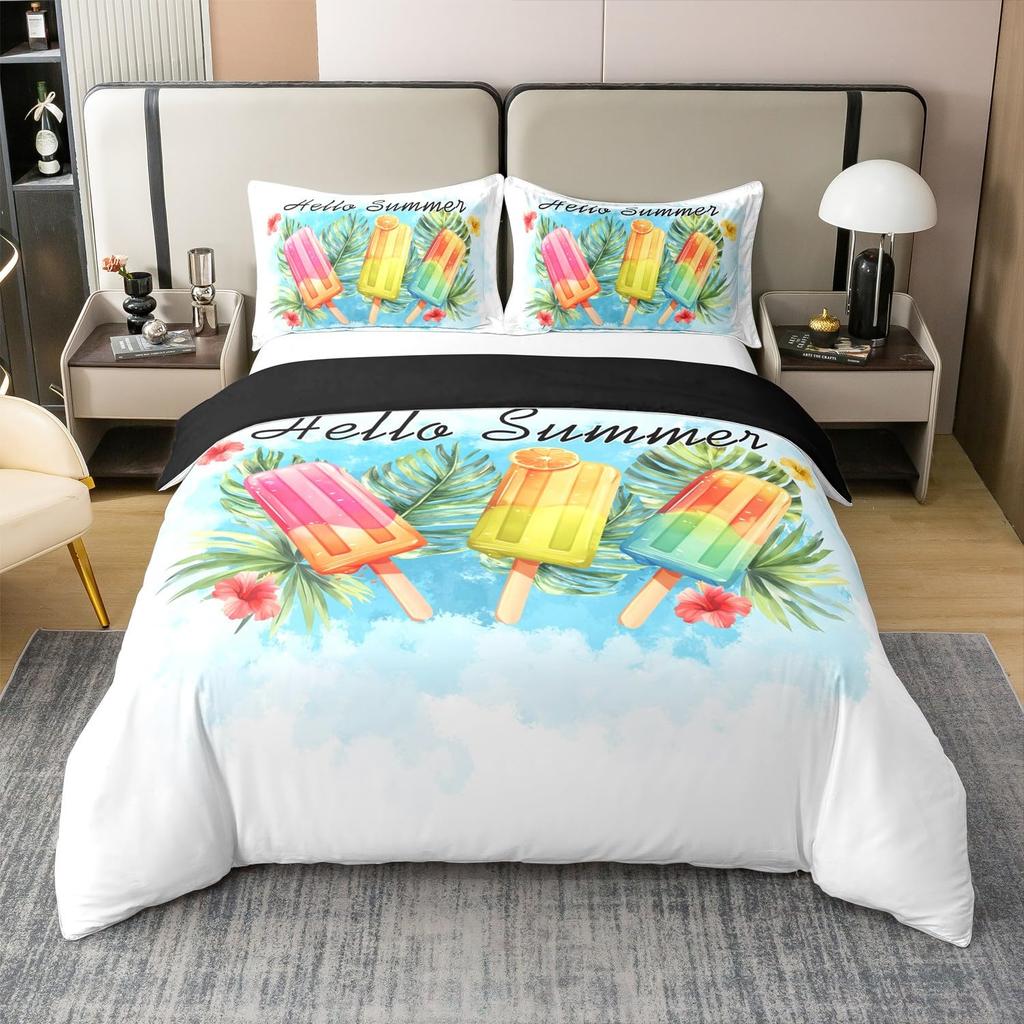 Tropical Single Bed Duvet Cover Queen Size Summer Hawaiian Kids Bedding Set For Boys Girls Surfboard Floral Quilt Cover 3 Pics