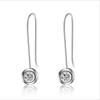 Fashion 925 Sterling Silver Earrings for Women Party Accessories Top Quality Crystal Round Drop Earrings Girl Lady Bijou