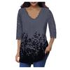 Women's Lace 3/4 Sleeve V Neck T Shirt Ladies Floral Blouse Tunic Tops Plus Size