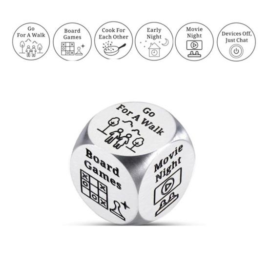 Date Idea Decider Dice Portable Stainless Steel Adults Couple Decision Dice 6 Sides Food Takeaway Decision Dice Girlfriend Boyfriend Gift