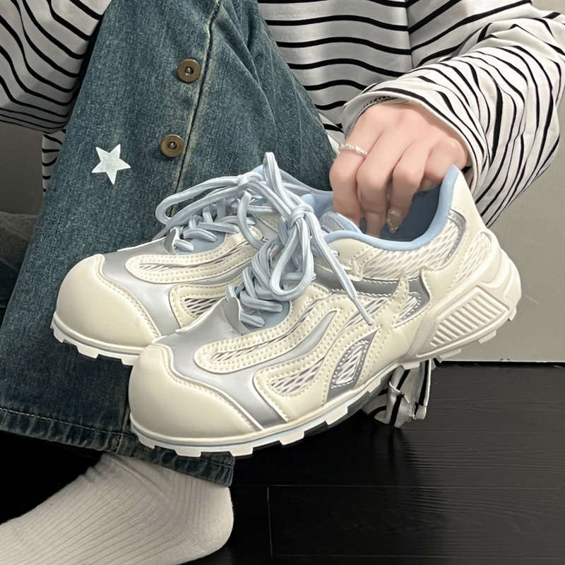 Эстетика беспорядка Боулинг-туфли Обувь Форреста Гампа Женская Летняя 2025 Новые Дышащие Сетчатые Повседневные Папины Туфли Женские