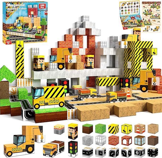 STEM Sensory Montessori Stacking Cubes Construction Set Magnetic Building Blocks Magnet Cube Mine Set Toys Birthday Gift