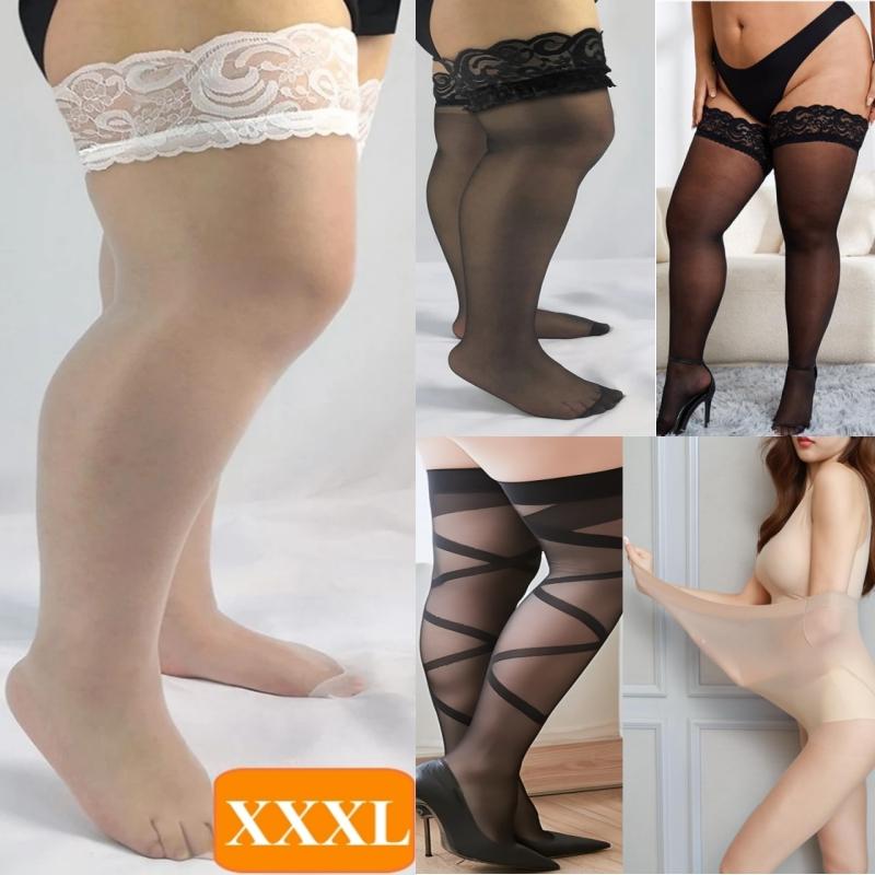 Women Fat Pantyhose XXXL Lace Stockings Plus Size Fat Thigh High Lace Stockings