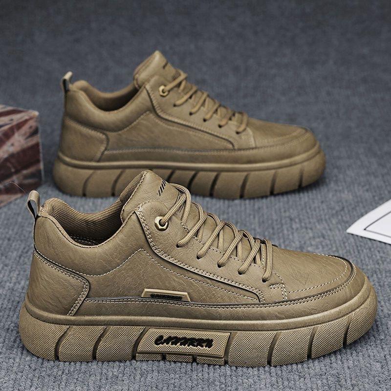 Мужские кроссовки бренда Khaki Новая модель Кожаная повседневная обувь Мужская обувь на платформе для бега Роскошная модная мужская теннисная обувь