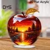 2D Acrylic Apples River Landscape Pattern Flat Fruit Decoration Tabletop Apples Ornament for Home Office Desk Shelf Decor