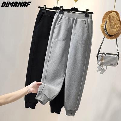 2022 Большие размеры, зимние женские брюки-шаровары, флисовые брюки, базовые брюки, утепленные свободные повседневные женские серые брюки, брюки большого размера